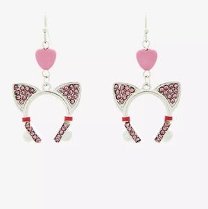 Cat gamer girl headphones earrings jewelry